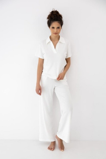 Dzianinowa piżama damska z koszulką Polo i długimi spodniami Zuri od Sensis