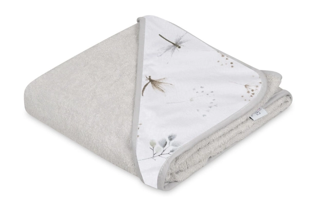 Okrycie kąpielowe bawełniane 100x100 cm Maxi Print/ Ważka szare- Baby Matex