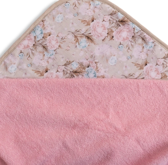 Okrycie kąpielowe bawełniane 100x100 cm Maxi Print/ Kwiaty róż - Baby Matex