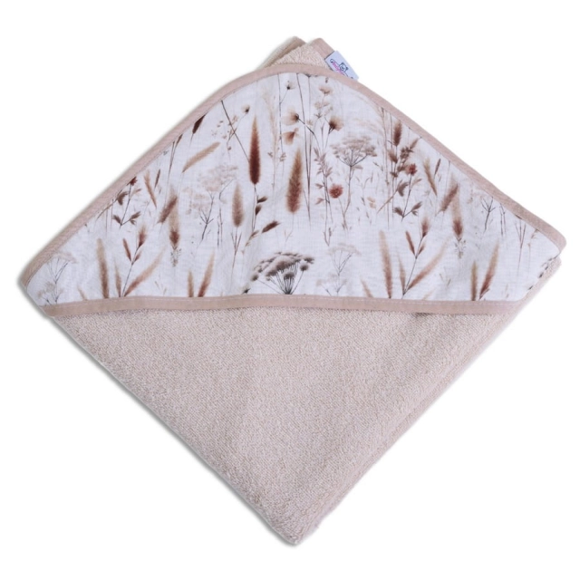 Bambusowe okrycie kąpielowe 100x100 cm Bamboo Design/ beżowa łąka - Baby Matex