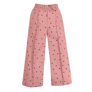 Spodnie kuloty dla dziewczynki różowe w groszki z kieszeniami - Tres Bien | Pinokio