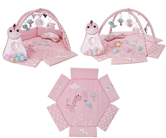 Mata edukacyjna TinyMini dla niemowląt Dino Pink od Milly Mally