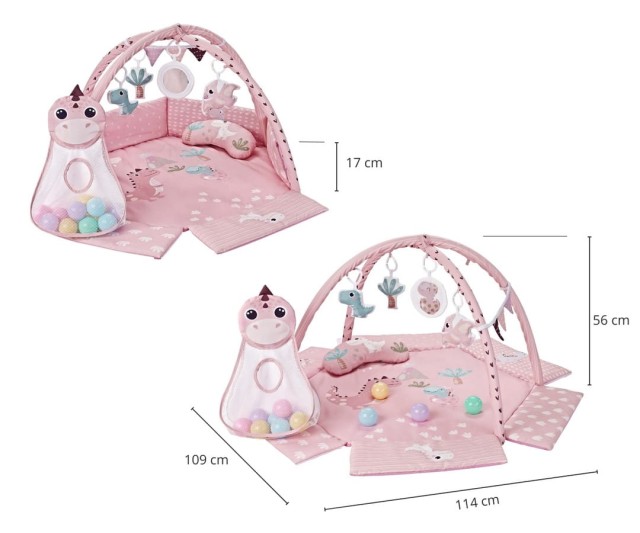 Mata edukacyjna TinyMini dla niemowląt Dino Pink od Milly Mally