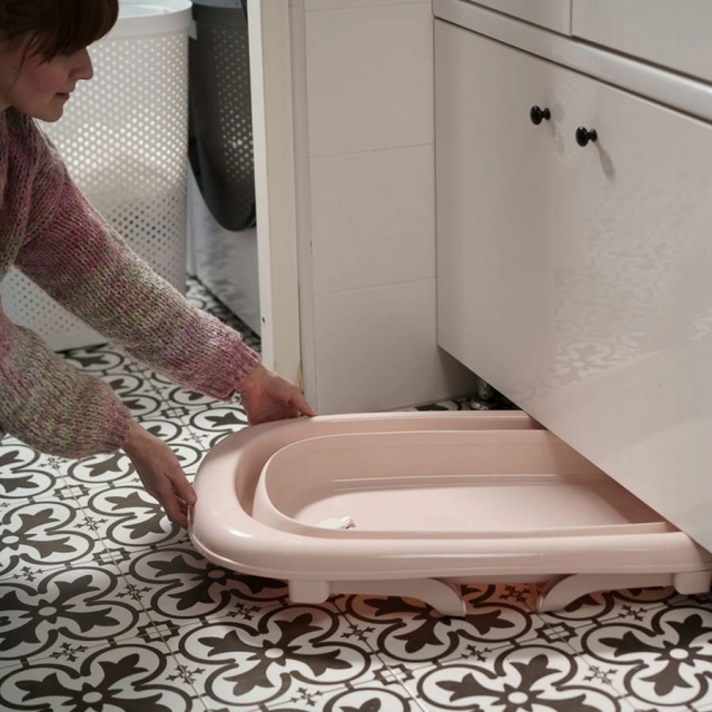 Wanienka składana dla niemowląt z odpływem Różowa - TEGA BABY
