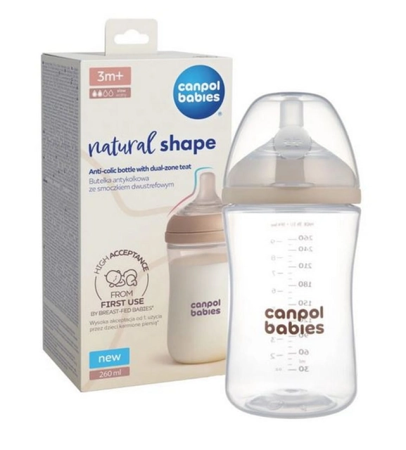 Butelka Natural Shape ze smoczkiem dwustrefowym 260 ml Canpol Babies