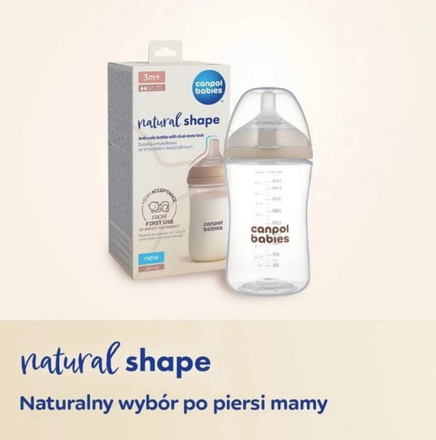 Butelka Natural Shape ze smoczkiem dwustrefowym 260 ml Canpol Babies
