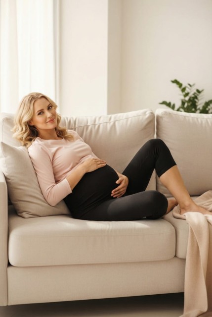 Legginsy ciążowe 3/4 czarne - Dolce Sonno