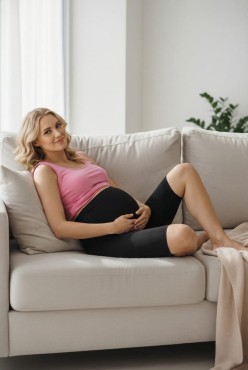 Krótkie legginsy ciążowe czarne  - Dolce Sonno  