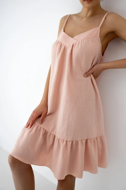 Muślinowa koszula nocna na ramiączkach Sabrina marki Sensis