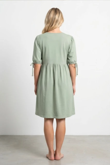 Koszula nocna ciążowa i do karmienia Rossa  Szałwia z wiązanym dekoltem - Dolce Sonno