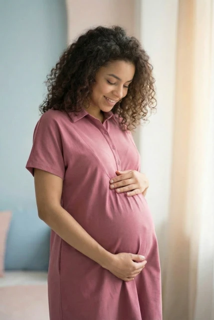 Koszula nocna ciążowa i do karmienia z  kołnierzykiem Paola  Malaga - Dolce Sonno