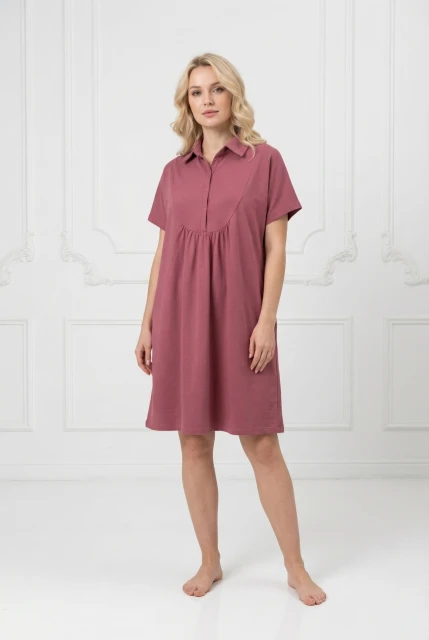 Koszula nocna ciążowa i do karmienia z  kołnierzykiem Paola  Malaga - Dolce Sonno