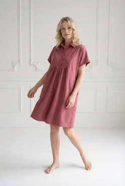 Koszula nocna ciążowa i do karmienia z  kołnierzykiem Paola / Malaga - Dolce Sonno