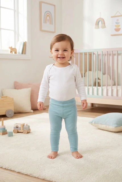 Legginsy niemowlęce z prążka Lulu Iceberg - Dolce Sonno