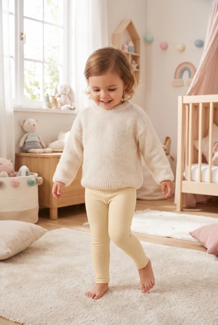 Legginsy niemowlęce z prążka Lulu Żółte - Dolce Sonno