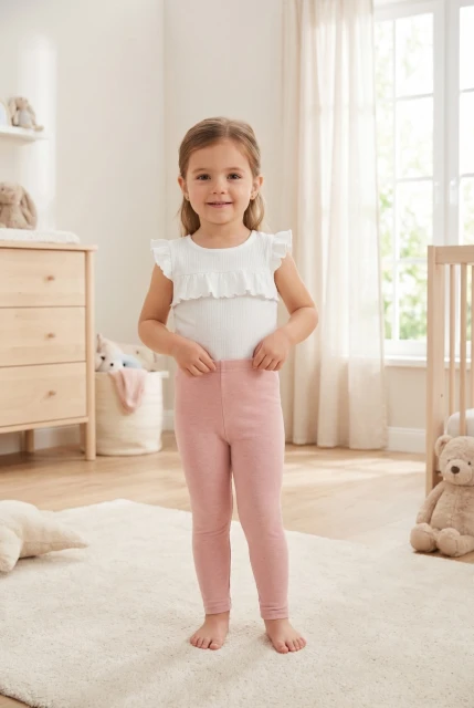 Legginsy niemowlęce z prążka Lulu Blush - Dolce Sonno