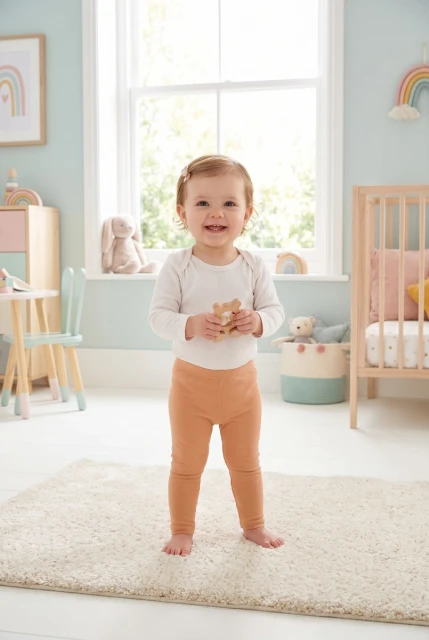 Legginsy niemowlęce z prążka Lulu Miodowe - Dolce Sonno