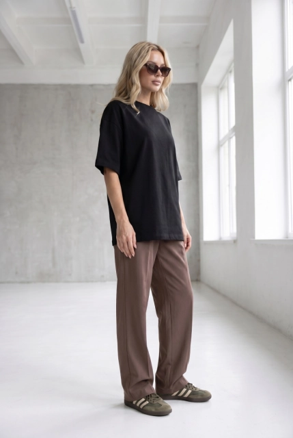 T-SHIRT LINNET OVERSIZE Midnight Black -  Wualaa Women