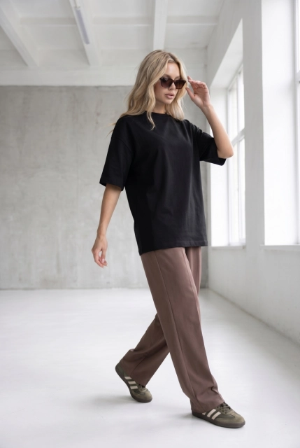 T-SHIRT LINNET OVERSIZE Midnight Black -  Wualaa Women