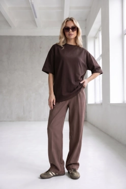 T-SHIRT LINNET OVERSIZE Dark Chocolate -  Wualaa Women