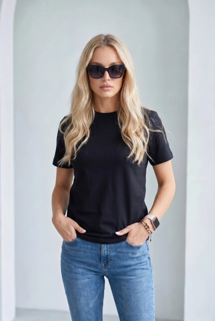 T-SHIRT MAYBEL REGULAR Midnight Black - Wualaa Women