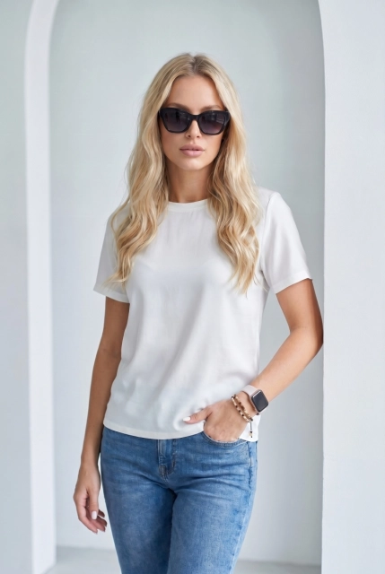 T-SHIRT MAYBEL REGULAR Silk White - Wualaa Women