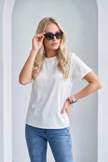 T-SHIRT MAYBEL REGULAR Silk White - Wualaa Women