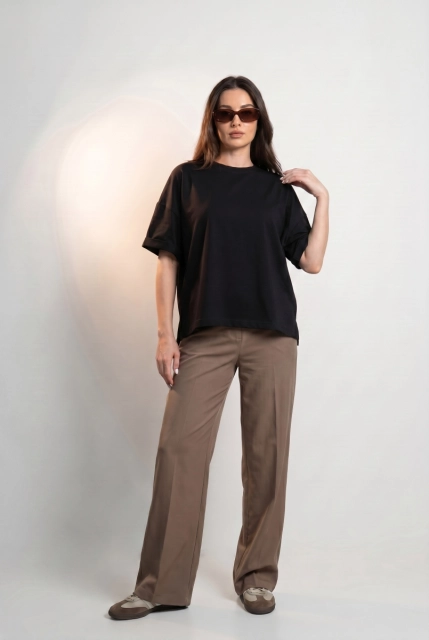 T-SHIRT OPHELIA BOXY-FIT Midnight Black -  Wualaa Women