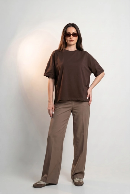 T-SHIRT OPHELIA BOXY-FIT Dark Chocolate -  Wualaa Women