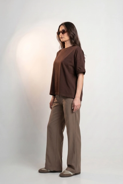 T-SHIRT OPHELIA BOXY-FIT Dark Chocolate -  Wualaa Women