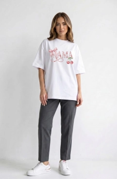 Koszulka Oversize Mama Cherry White – Dolce Sonno