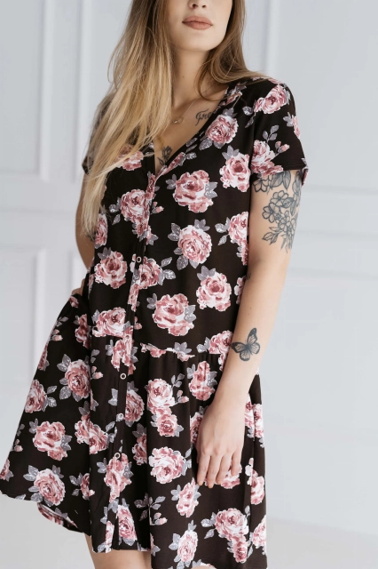 Koszula nocna ciążowa i do karmienia rozpinana Siena Roze Braz - Dolce Sonno 2.jpg