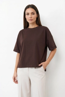 T-SHIRT OPHELIA BOXY-FIT Dark Chocolate -  Wualaa Women