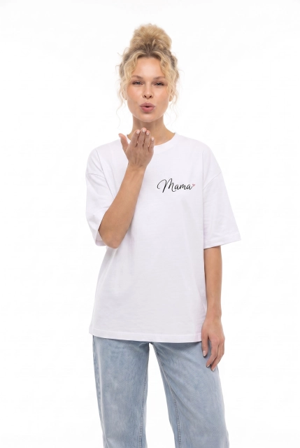 Koszulka Oversize Mama z sercem White – Dolce Sonno