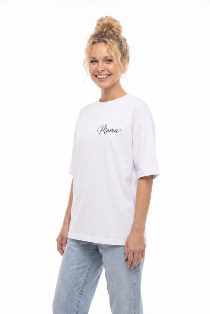 Koszulka Oversize Mama z sercem White – Dolce Sonno