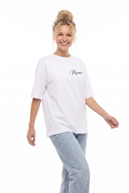Koszulka Oversize Mama z sercem White – Dolce Sonno