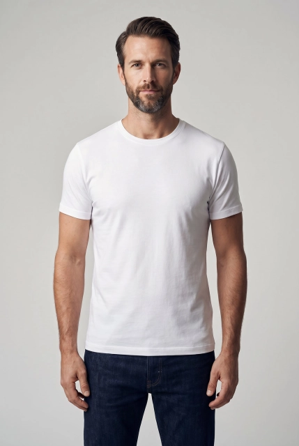 Biały T-SHIRT MĘSKI REGULAR FIT Linia Premium - Dolce Sonno