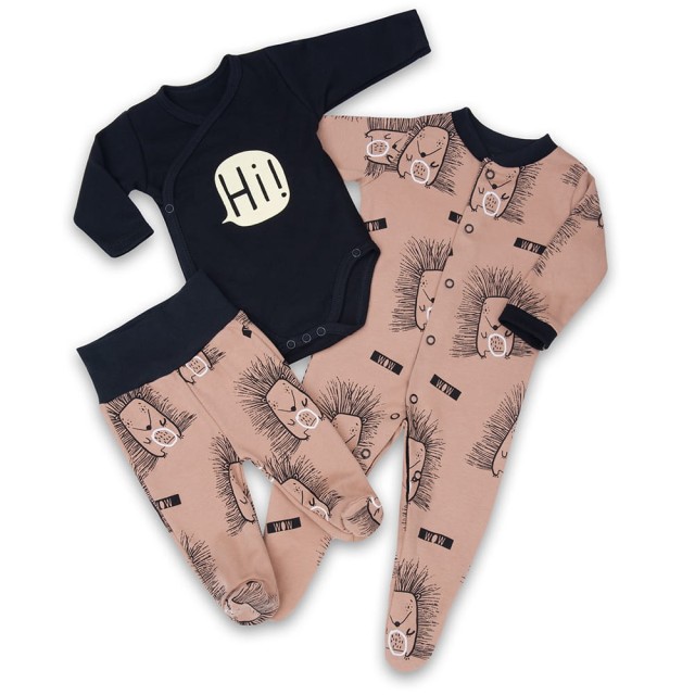 Dziecięce body długi rękaw Brązowe Jeże - Dolce Sonno