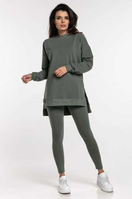 Długa bluza dresowa z rozcięciami Ana/Khaki - Dolce Sonno