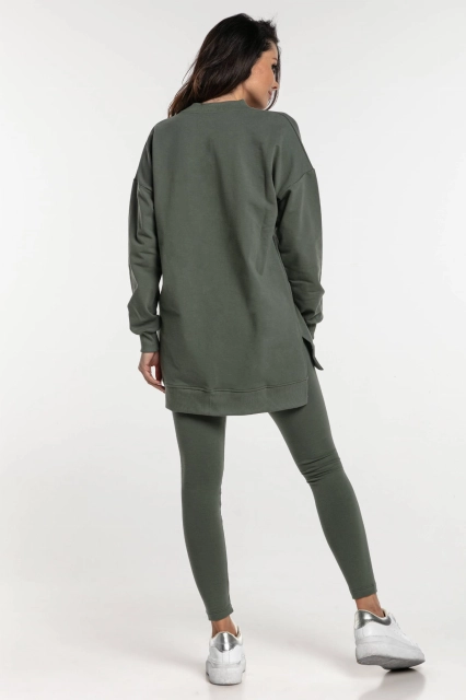 Długa bluza dresowa z rozcięciami Ana/Khaki - Dolce Sonno