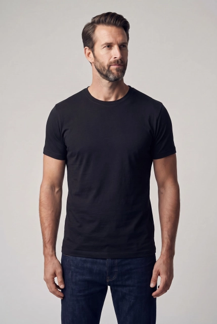 Czarny T-SHIRT MĘSKI REGULAR FIT Linia Premium - Dolce Sonno