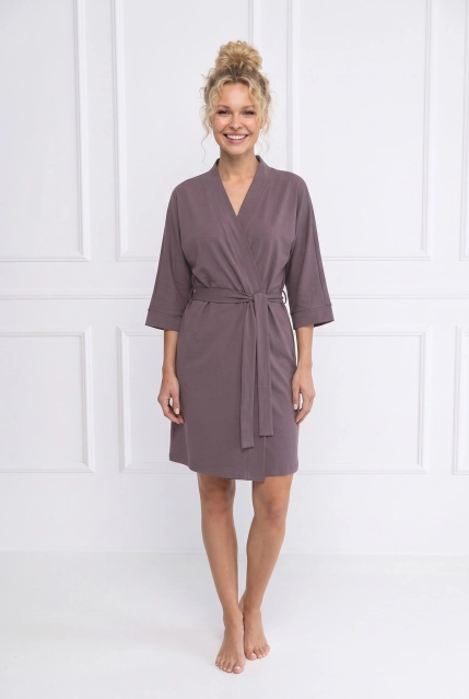 Szlafrok damski Wendy z miękkiej dzianiny bawełnianej Moor Silk Touch – Dolce Sonno