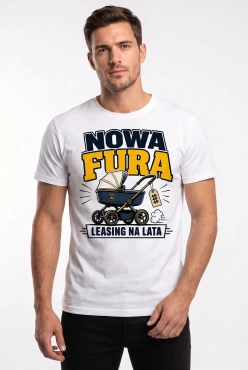 Koszulka dla przyszłego Taty biała z nadrukiem - NOWA FURA LEASING NA LATA