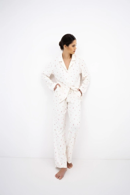 Piżama damska Valerie ciepła z kołnierzykiem - Sensis