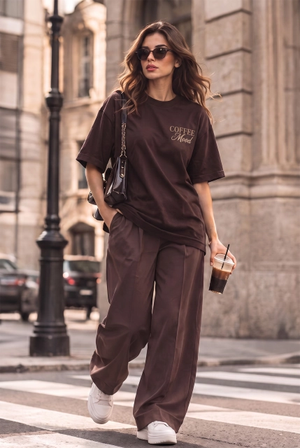 T-shirt Oversize Coffee Mood Dark Chocolate – Wualaa Women