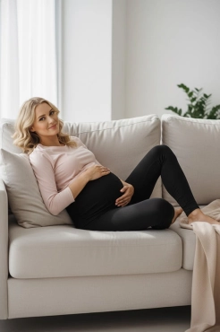 Legginsy ciążowe z elastycznym panelem czarne Dolce Sonno - II gatunek