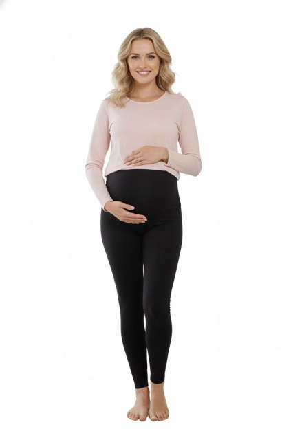 Legginsy ciążowe z elastycznym panelem czarne – Dolce Sonno