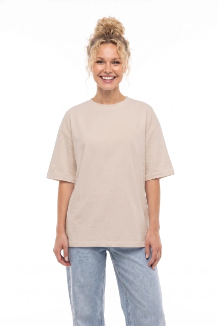 T-SHIRT LINNET OVERSIZE Beige - Wualaa Women