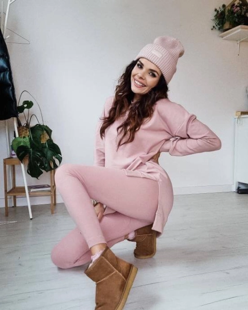 Długa bluza dresowa z rozcięciami Ana/Blush - Dolce Sonno