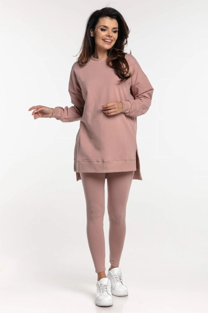 Długa bluza dresowa z rozcięciami Ana/Blush - Dolce Sonno